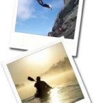 polariod Group of Polaroid pictures of Wildadventuresjersey's activities including kayaking, paddle boarding and coasteering