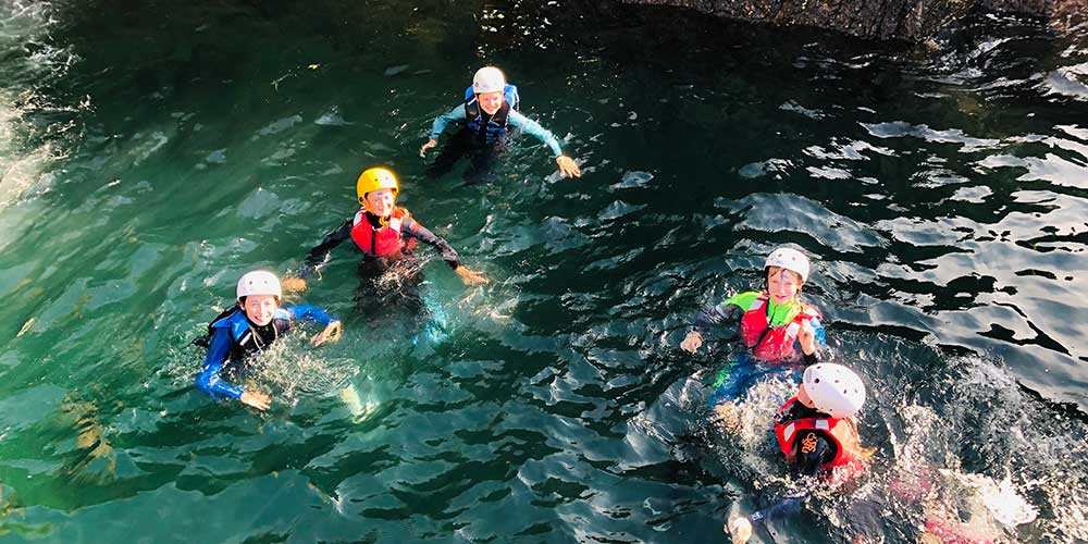 childrens group coasteering in jersey